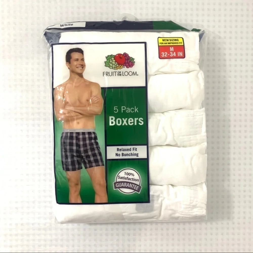 New Men's Fruit of the Loom Boxer 5 Pack